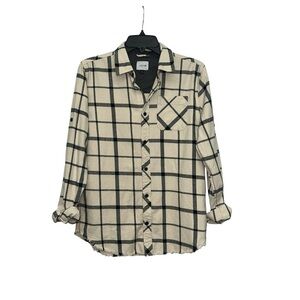 Joes Jeans Boys Raw Hem Plaid Flannel Shirt Size Large 14/16 Roll Tab Sleeve NWT